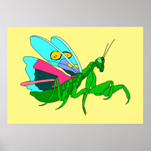 Póster Mantis de oración colorida