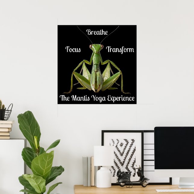 Póster Mantis de oración verde Yoga personalizado (Oficina en casa)