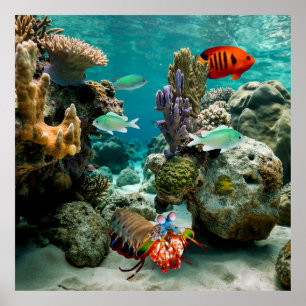 Póster Mantis Shrimp Angelfish Saltwater Reef Fish