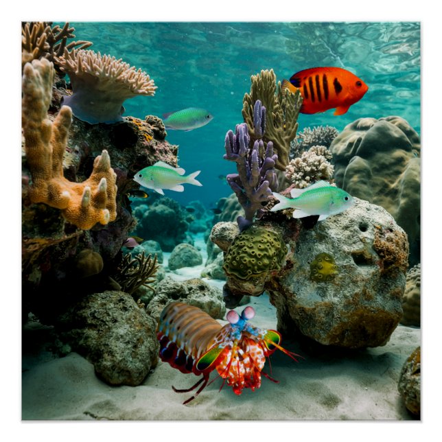 Póster Mantis Shrimp Angelfish Saltwater Reef Fish (Anverso)