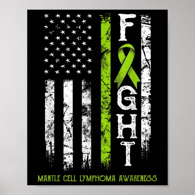 Póster Mantle Cell Lymphoma Warrior Bandera De Ee. Uu. (Frente)