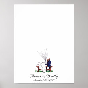 Póster Manual de huellas dactilares de la pareja del boda