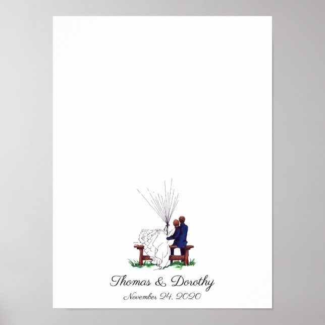 Póster Manual de huellas dactilares de la pareja del boda (Frente)