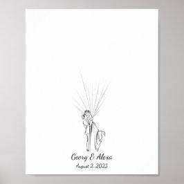 Póster Manual de huellas dactilares de la pareja del boda