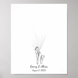 Póster Manual de huellas dactilares de la pareja del boda