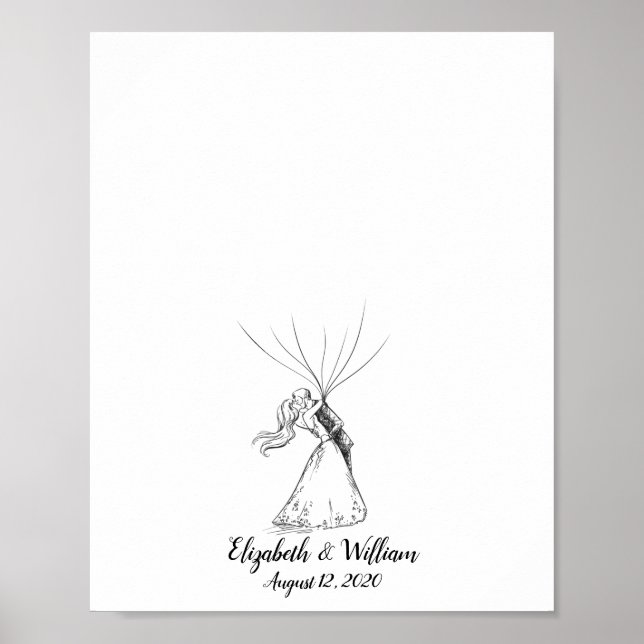 Póster Manual de huellas dactilares de la pareja del boda (Frente)
