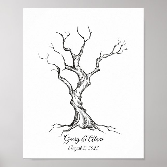 Póster Manual de huellas dactilares del Boda del árbol de (Frente)