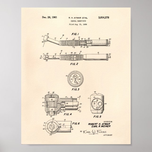 Póster Manual dental 1961 Patent Art Old Peper (Frente)