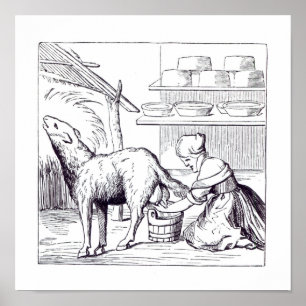 Póster Manufacture of cheeses in Switzerland, after a woo