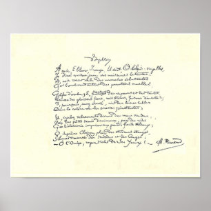 Póster manuscrito autógrafo de Voyelles (Rimbaud)