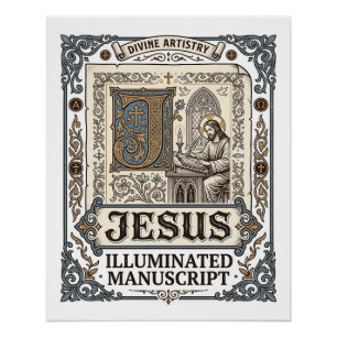 Póster Manuscrito de Jesús Fe Católica Vintage