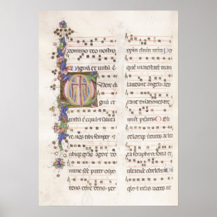 Póster Manuscrito ilustrado de la música medieval   POSTE