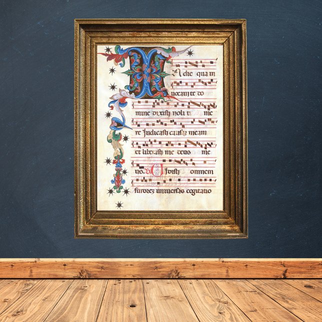 Póster Manuscrito Medieval de Antiphon Gregoriant Chant (Antiphon Gregoriant Chant Music Sheet Medieval Manuscript Catholic Christian Poster)