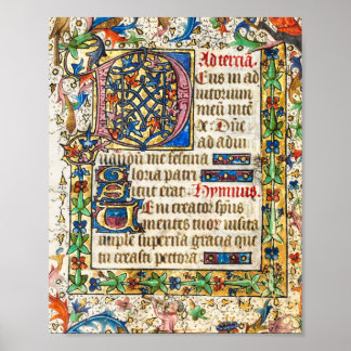 Póster Manuscrito medieval iluminado