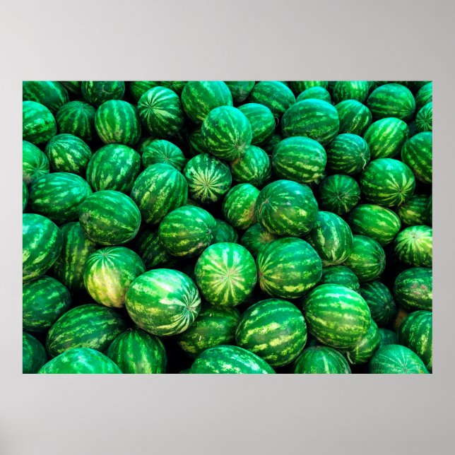 Póster Many watermelons on the market background (Frente)