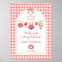 Manzana de Nuestro Ojo Baby Shower Gingham Rojo