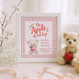 Póster Manzana de Ojo Gingham Baby Shower Diaper Raffle