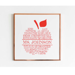 Póster Manzana de tipografía para maestro con el nombre d