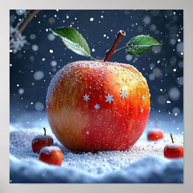 Póster Manzana en la nieve (Frente)