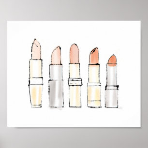 Póster Manzana silvestre   Esbozo de lápiz labial moderno