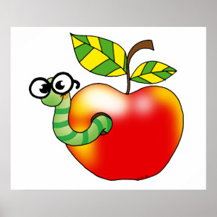 Póster Manzana y gusano, de vuelta a la escuela
