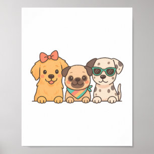 Póster Manzanas de cachorro - Trío de perros con estilo p