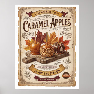 Póster Manzanas de Caramelo Vintage | Bendiciones de Otoñ