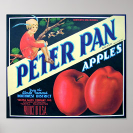 Póster Manzanas del Noroeste Marca Peter Pan Yakima Washi