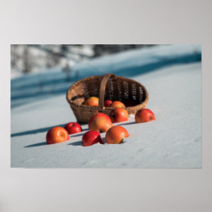 Póster Manzanas en la nieve