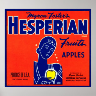 Póster Manzanas Hesperian de las frutas