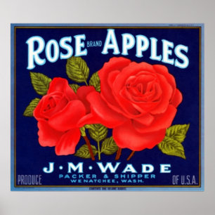 Póster Manzanas Rosas Wenatchee Washington