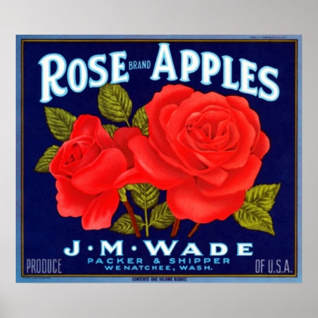 Póster Manzanas Rosas Wenatchee Washington (Frente)