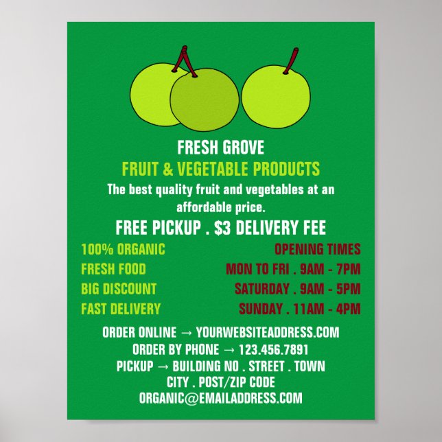 Póster Manzanas verdes, publicidad de Greengroers (Frente)