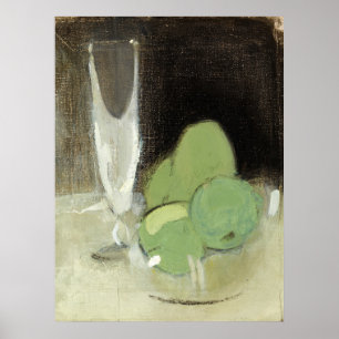 Póster Manzanas verdes y copa de champán, H.Schjerfbeck
