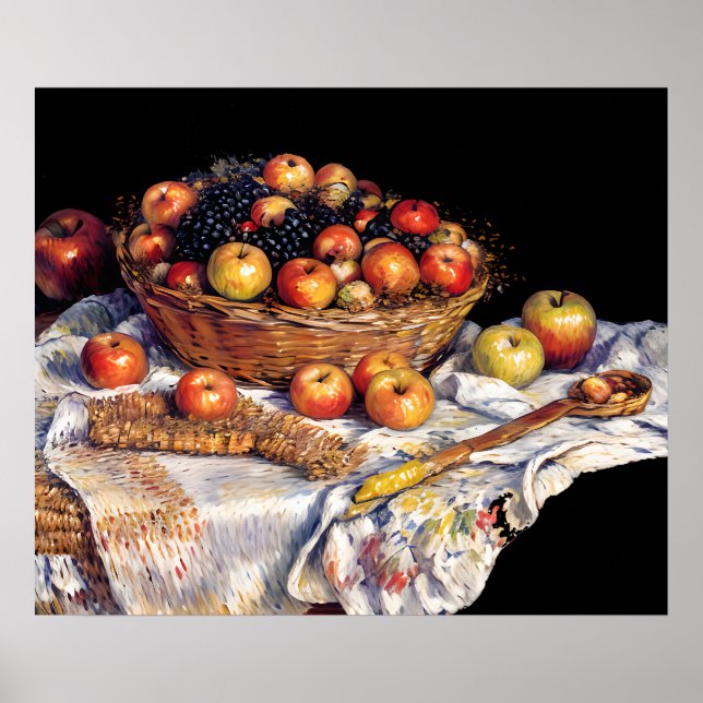 Póster manzanas y uvas (Frente)