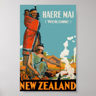 Póster Maorí agradable del AMI de Nueva Zelanda Haere del