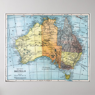 Póster MAP: AUSTRALIA, c1890