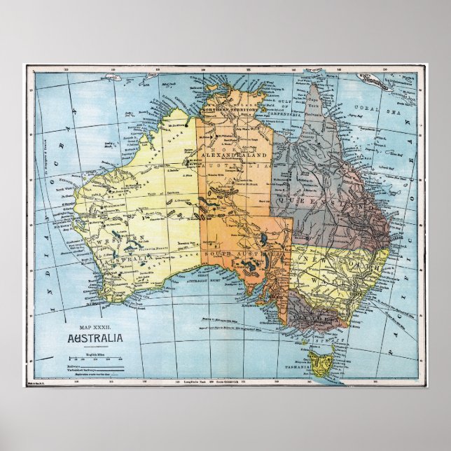 Póster MAP: AUSTRALIA, c1890 (Frente)