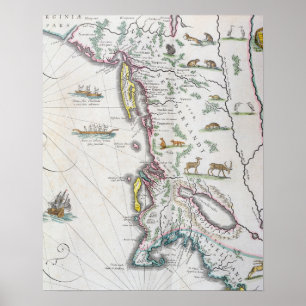 Póster Map Depicting the East Coast