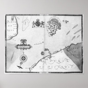 Póster Map No.10 showing the route of the Armada fleet