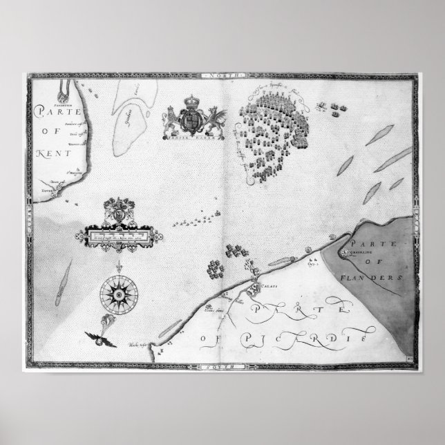 Póster Map No.10 showing the route of the Armada fleet (Frente)