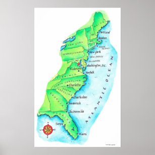 Póster Map of American East Coast
