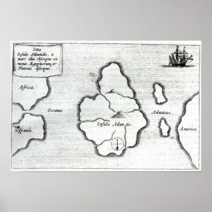 Póster Map of Atlantis, from 'Mundus Subterraneus'