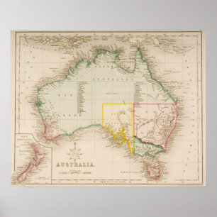 Póster Map of Australia & New Zealand