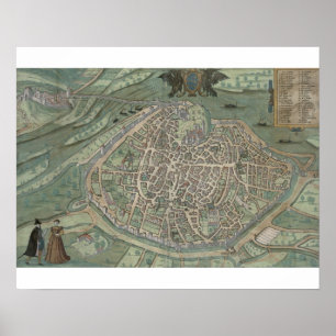 Póster Map of Avignon, from 'Civitates Orbis Terrarum' by