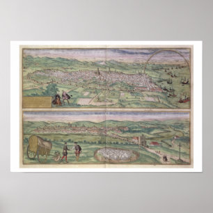 Póster Map of Barcelona, from 'Civitates Orbis Terrarum'