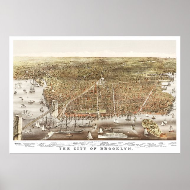 Póster Map of Brooklyn, New York from 1879 (Frente)