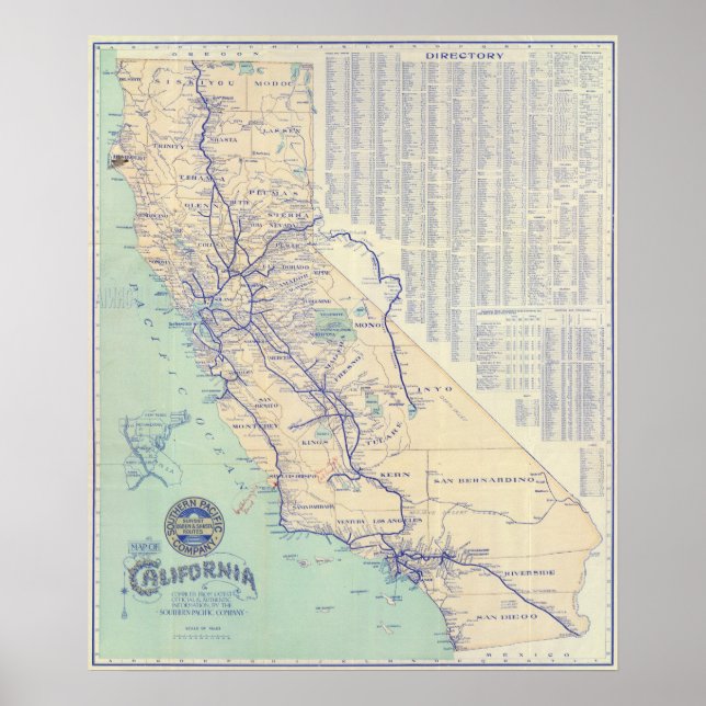 Póster Map of California 4 (Frente)