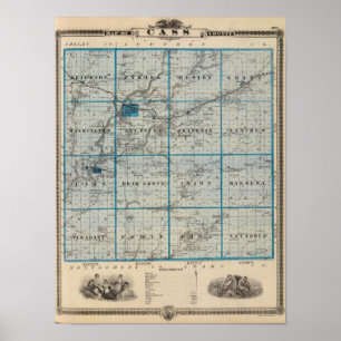 Póster Map of Cass County, State of Iowa