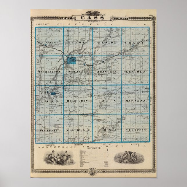 Póster Map of Cass County, State of Iowa (Frente)